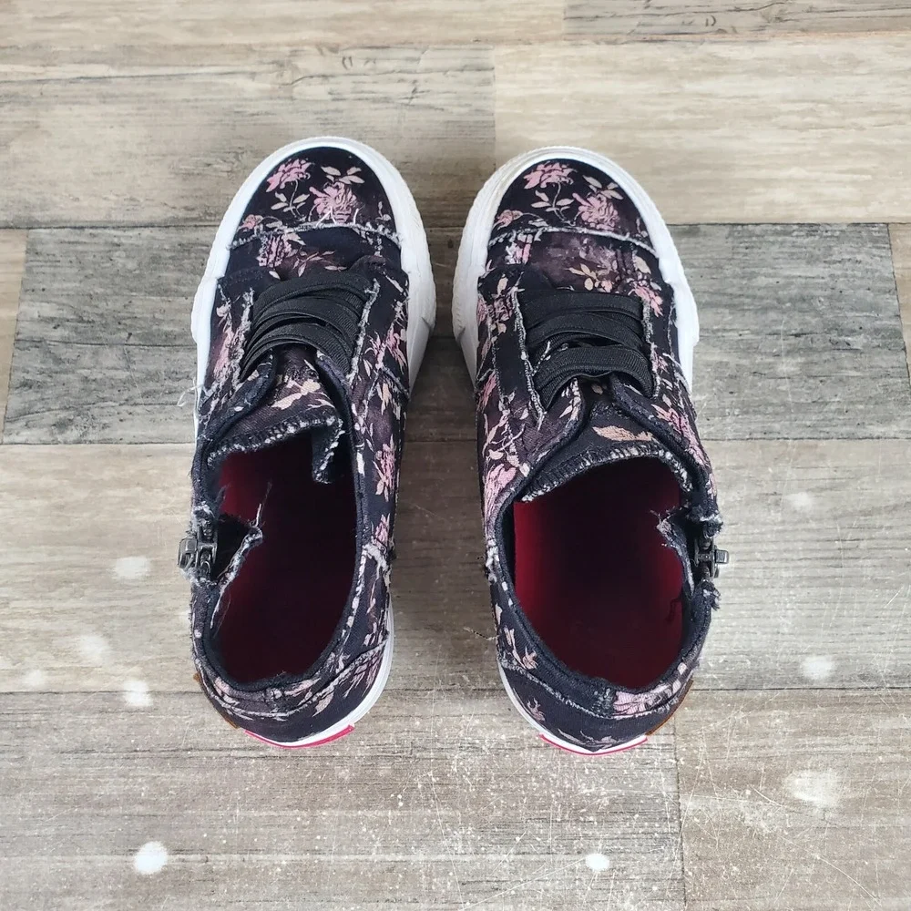 Blowfish Malibu Mamba-K Girls Shoes Sz 13 Black Retro Rose Platform Sneakers